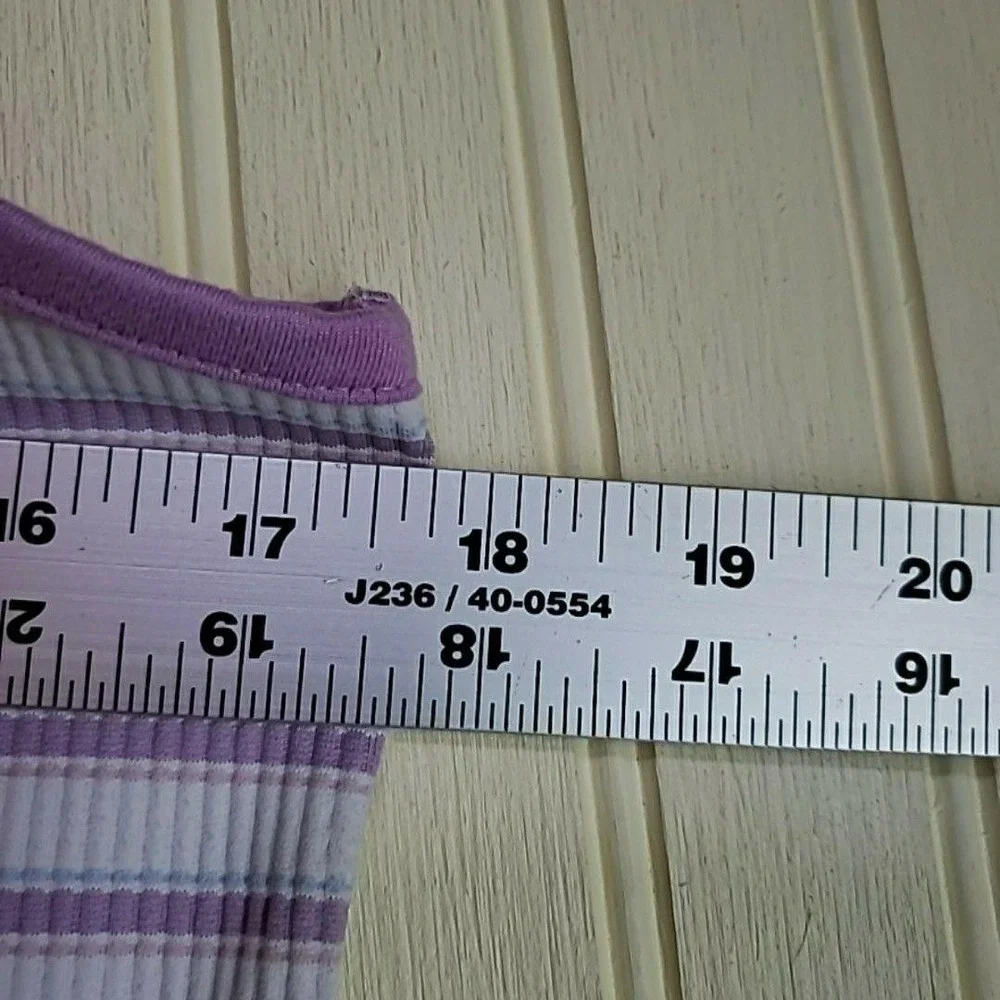 Justice Tank Top Girls 18 Plus Purple White Stripe V Neck Ribbed Knit Shirt